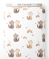 Tissu - Chats et arcs-en-ciel