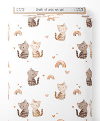 Tissu - Chats et arcs-en-ciel