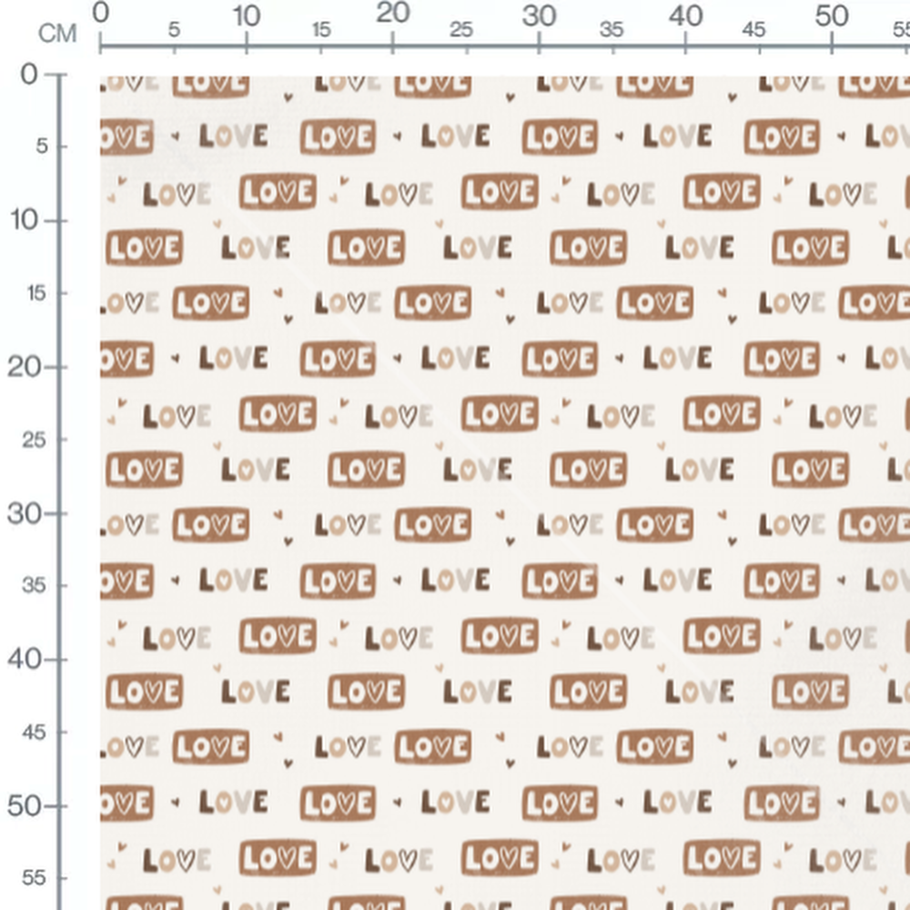 Tissu - Love marron et beige dispersé