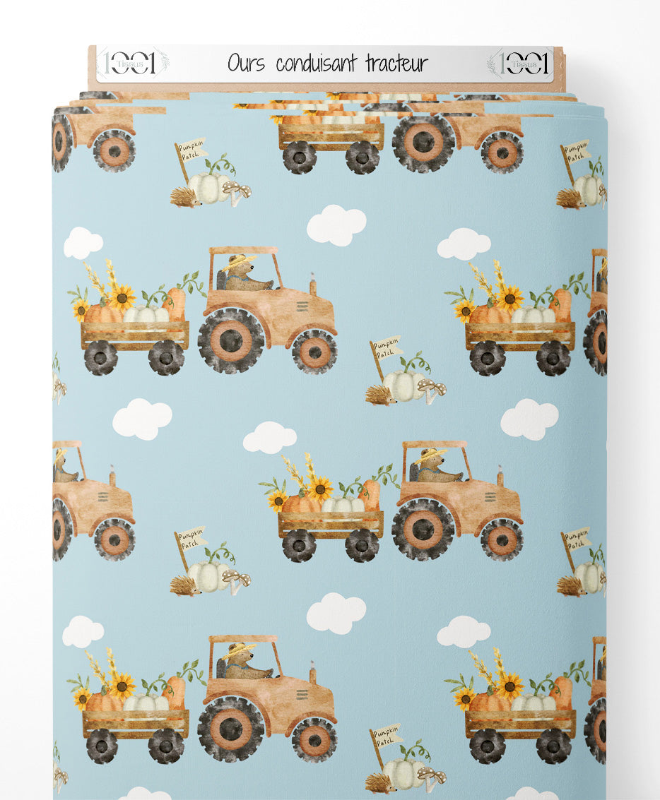 Tissu - Ours conduisant tracteur