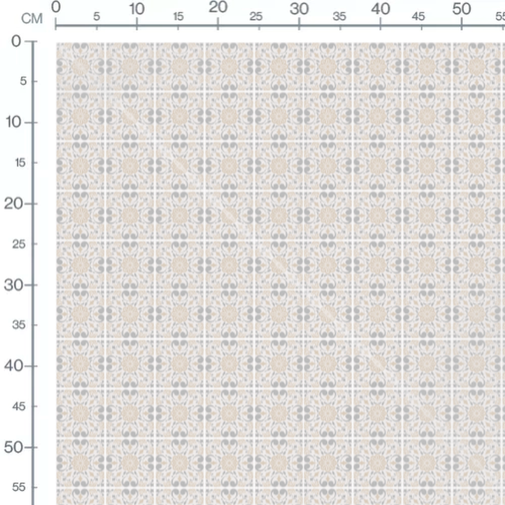 Tissu - Fleurs géométriques beige et gris