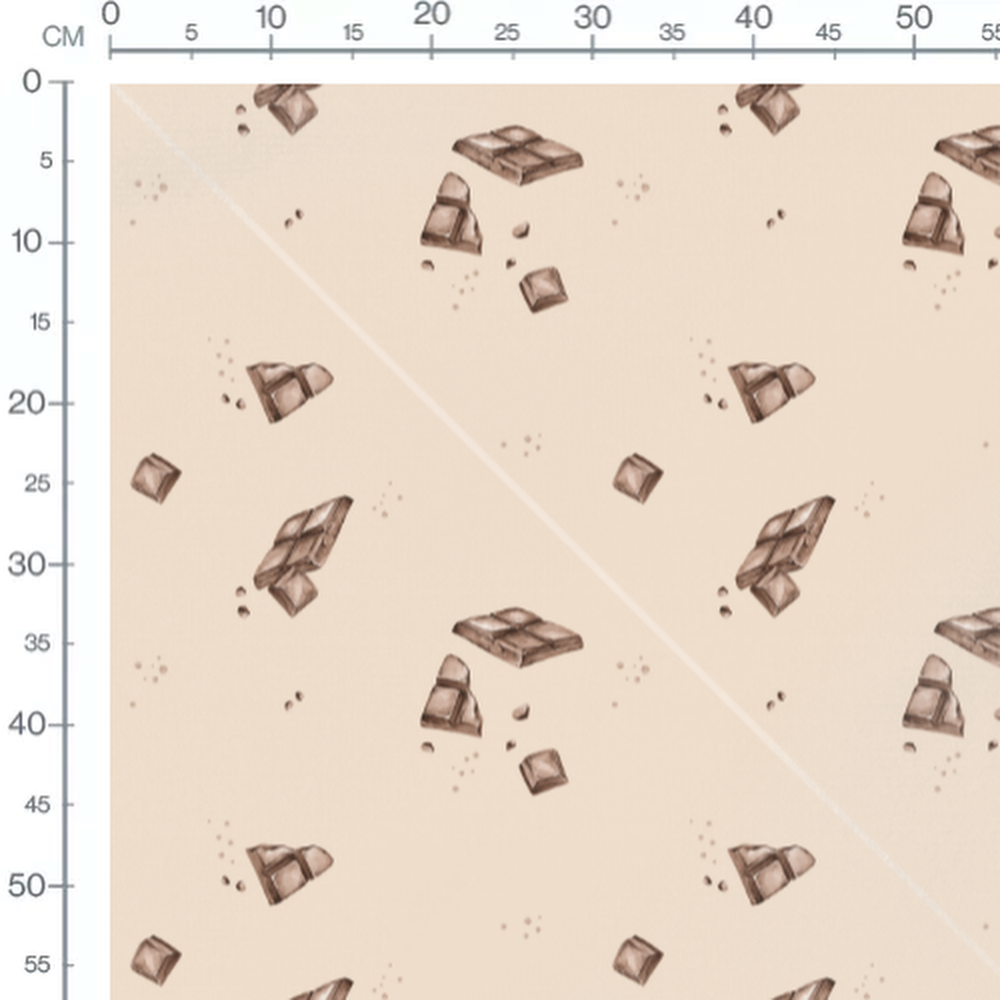 Tissu - Chocolat sur beige éparpillé