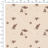 Tissu - Chocolat sur beige éparpillé