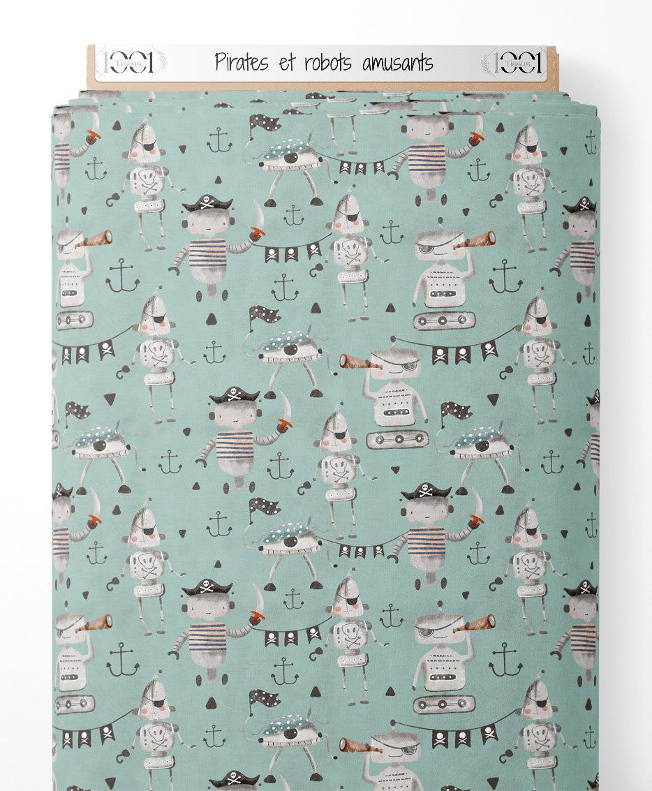 Tissu - Pirates et robots amusants