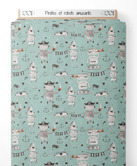 Tissu - Pirates et robots amusants