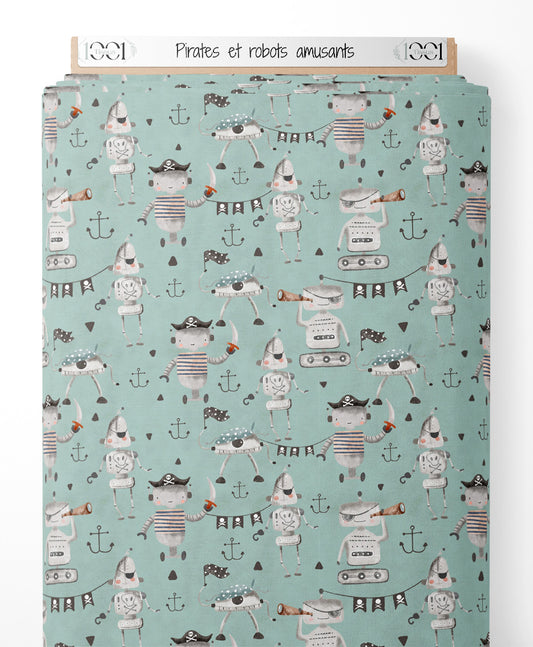 Tissu - Pirates et robots amusants