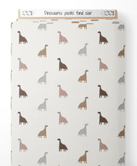 Tissu - Dinosaures pastel sur fond clair