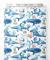 Tissu - Requins et baleines colorés