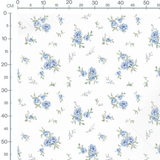Tissu - Fleurs bleues et bourgeons fins