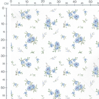 Tissu - Fleurs bleues et bourgeons fins
