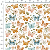 Tissu - Papillons et fleurs colorés