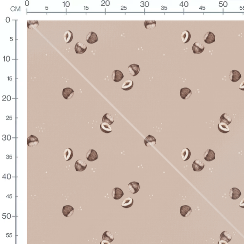 Tissu - Noisettes marron sur beige