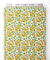 Tissu - Citrons et oranges sur blanc