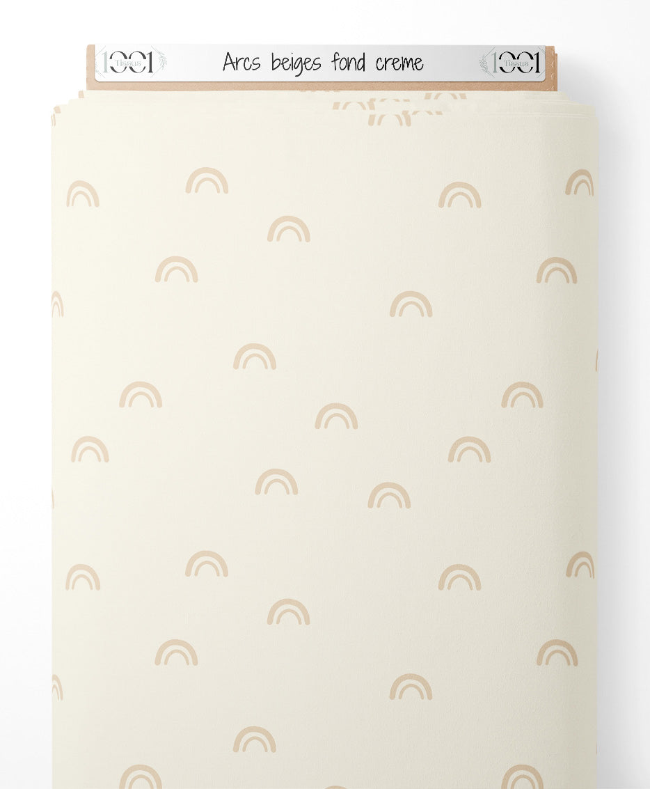 Tissu - Arcs beiges sur fond crème