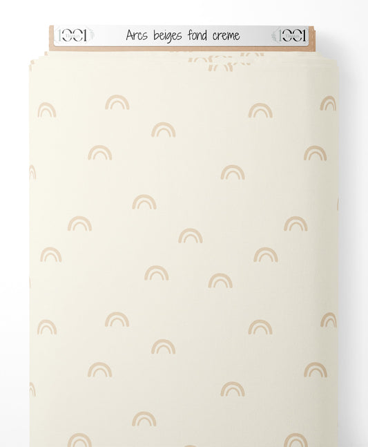 Tissu - Arcs beiges sur fond crème