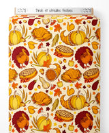 Tissu - Dinde et citrouilles festives