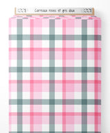 Tissu - Carreaux roses et gris doux