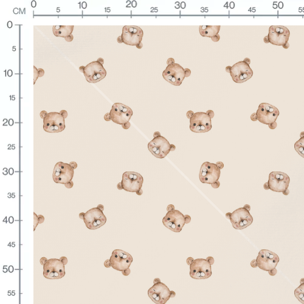 Tissu - Ours marron sur fond beige 2