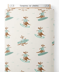 Tissu - Kangourous sur planches