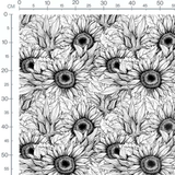 Tissu - Tournesols dessinés en noir