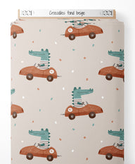 Tissu - Crocodiles sur fond beige