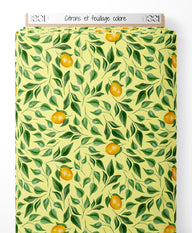 Tissu - Citrons et feuillage coloré