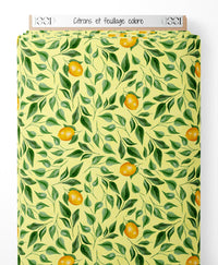 Tissu - Citrons et feuillage coloré