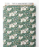 Tissu - Motifs de camping sur fond vert