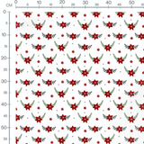 Tissu - Fleurs rouges et feuillage