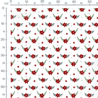 Tissu - Fleurs rouges et feuillage