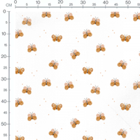 Tissu - Papillons marron sur blanc
