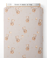 Tissu - Oursons et doudous sur beige