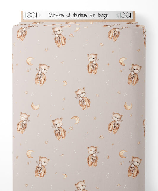 Tissu - Oursons et doudous sur beige