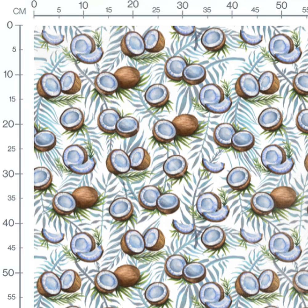 Tissu - Noix de coco et feuilles