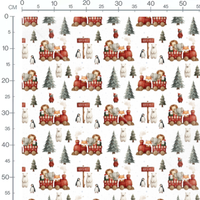 Tissu - train animaux de Noel