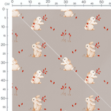 Tissu - Lapins blancs sur fond gris