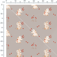 Tissu - Lapins blancs sur fond gris