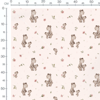 Tissu - Oursons et fleurs roses