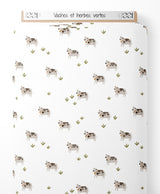 Tissu - Vaches et herbes vertes