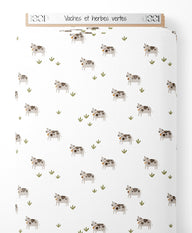 Tissu - Vaches et herbes vertes