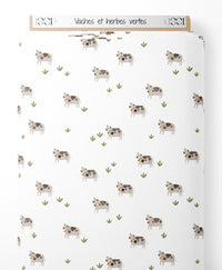 Tissu - Vaches et herbes vertes