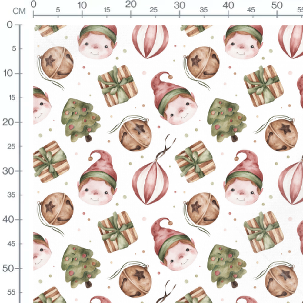 Tissu - Lutins et sapins festifs