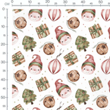 Tissu - Lutins et sapins festifs