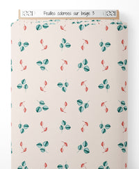 Tissu - Feuilles colorées sur beige 3