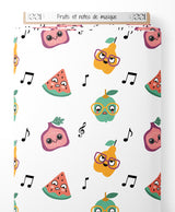 Tissu - Fruits et notes de musique