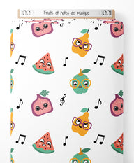 Tissu - Fruits et notes de musique