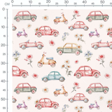 Tissu - Scooters doux sur crème