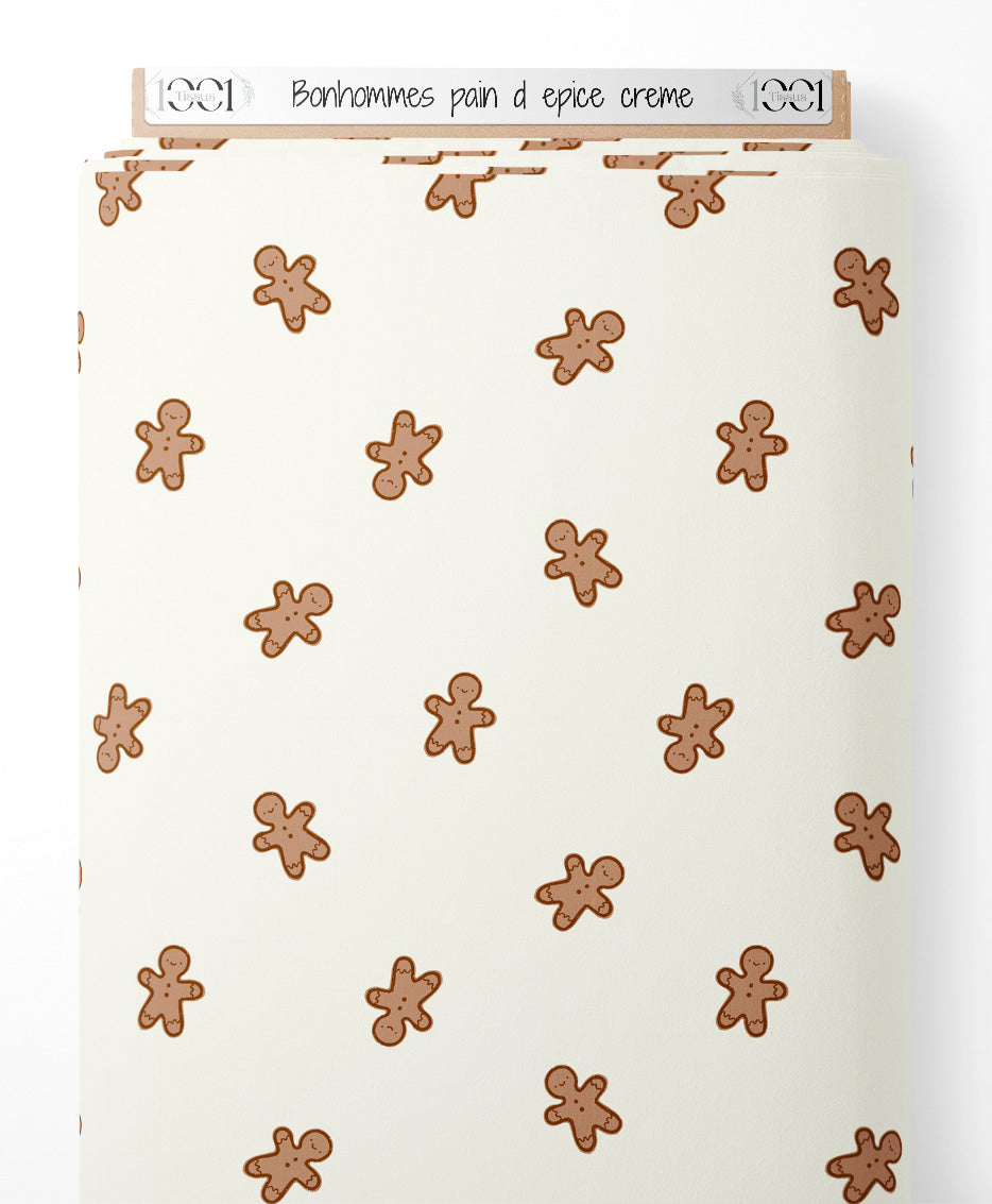 Tissu - Bonhommes pain d'épice crème