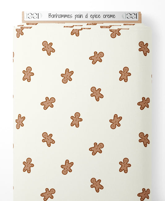 Tissu - Bonhommes pain d'épice crème