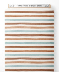 Tissu - Rayures bleues et brunes douces